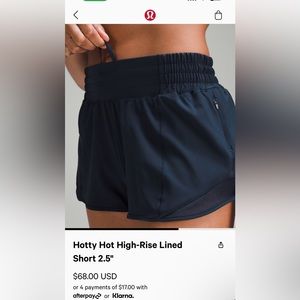 Lululemon Hottie Hot 2.5 Navy Blue Shorts